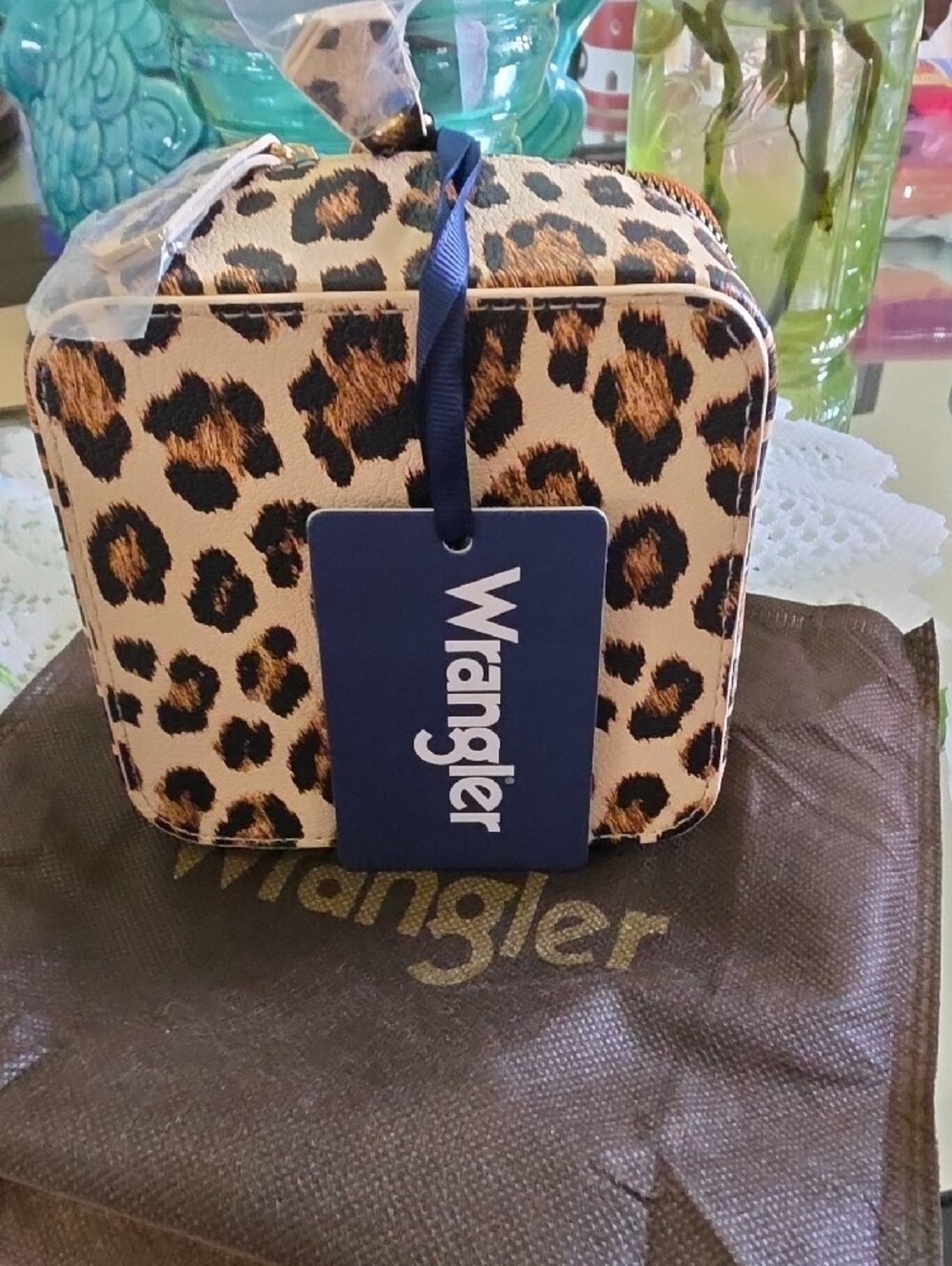 Wrangler Leopard Print Cosmetic Case with Clear Window - Tan & Black - Picture 3 of 3